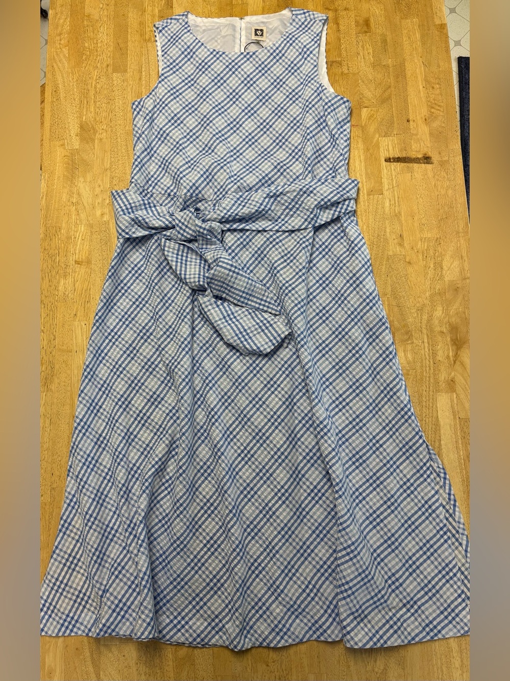 Anne Klein Light Blue and White Plaid Maxi Dress - Picture 2 of 4